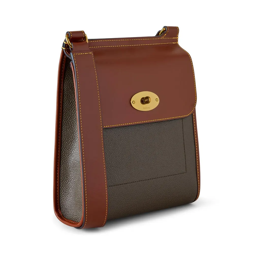 Mulberry Antony Scotchgrain and Leather Cross-Body Bag in Mole-Cognac, additional product view 3