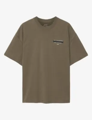 ALLSAINTS Redact Embroidered-Box Cotton T-Shirt - Forest Green detail 2