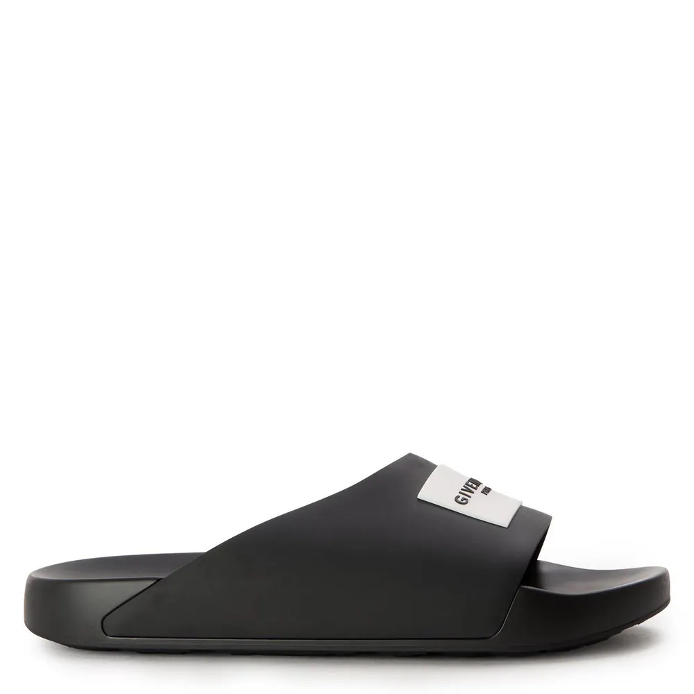 GIVENCHY Men's GIV Label Pool Sliders in Black – Footwear