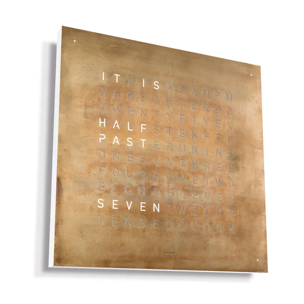 QLOCKTWO Earth 45 Creators Edition Silver & Gold Wall Clock in Gold, additional product view 2