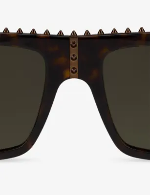 CHRISTIAN LOUBOUTIN LB0023 Roller Rectangle-Frame Acetate Sunglasses in DARK HAVANA/ GREEN, additional product view 3