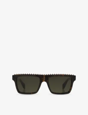 CHRISTIAN LOUBOUTIN LB0023 Roller Rectangle-Frame Acetate Sunglasses in DARK HAVANA/ GREEN – Mens | Sunglasses | Rectangle