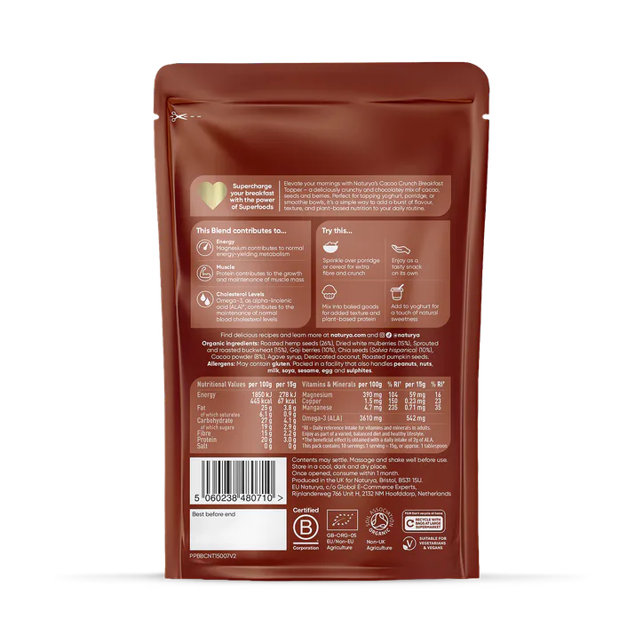 Naturya Organic Superfood Breakfast Topper Cacao Crunch 150 g, additional product view 2