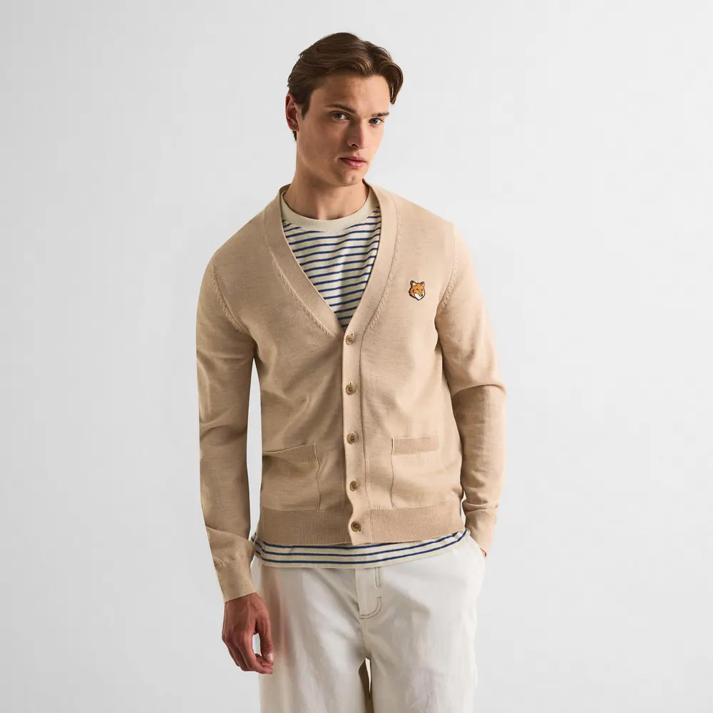 Maison Kitsune Men's Fox RegMerino Cardigan detail 3