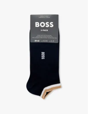BOSS Branded pack of two cotton-blend socks - BLACK - 9-11