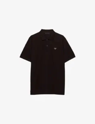 PRADA Triangle-Logo Cotton-Piqué Polo Shirt - LIGHT BLUE