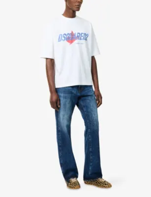 DSQUARED2 Maple Logo-Print Cotton T-Shirt in WHITE, additional product view 2
