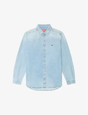 DIESEL D-Simple logo-embroidered denim shirt