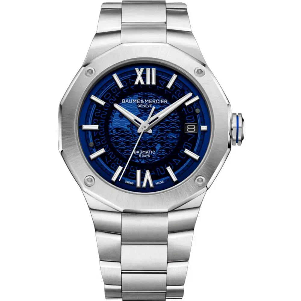 Baume and Mercier Men's Riviera Automatic Analogue Watch in Blue/Steel – Accessories