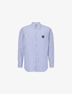 COMME DES GARCONS PLAY CDG Embroidered Heart Stripe Cotton Shirt