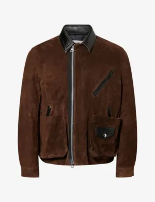 SACAI Contrast-Collar Suede Jacket