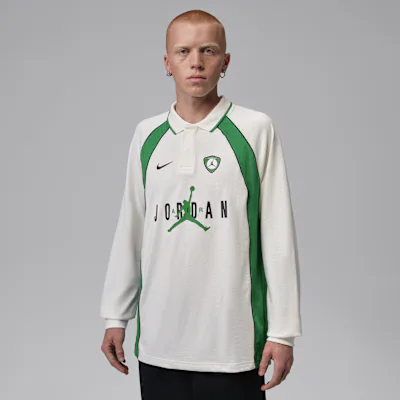 Jordan Flight Men's Long-Sleeve Polo Jersey - Sail/Lucky Green/Lucky Green