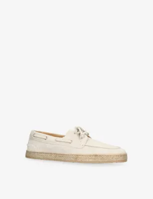 BRUNELLO CUCINELLI Lace-Up Suede Boat Shoes - EUR 44 / 10 UK MEN in BONE, additional product view 3
