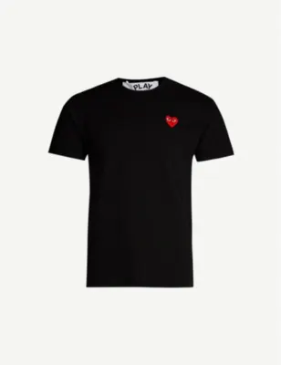 COMME DES GARCONS PLAY Heart logo-embroidered cotton-jersey T-shirt detail 2