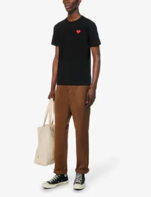 COMME DES GARCONS PLAY Heart logo-embroidered cotton-jersey T-shirt detail 3