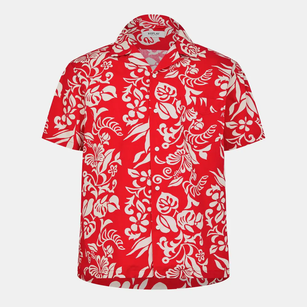 Replay Men's Hawaiian Short Sleeve Patterned Shirt