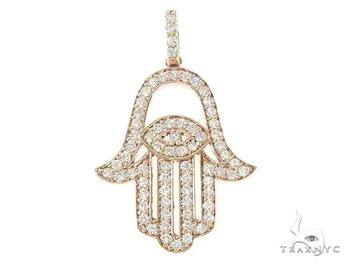 RINA - For Him FACTORY 14K Gold Diamond Hamsa Pendant 65764 in Rose Gold – Pendant