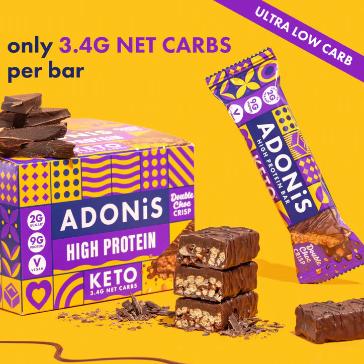 Adonis Double Choc Crisp Keto Hight Protein Bar (16x45g) detail 3