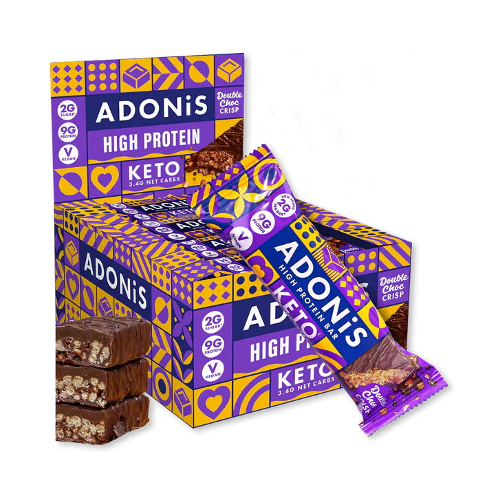 Adonis Double Choc Crisp Keto Hight Protein Bar (16x45g)