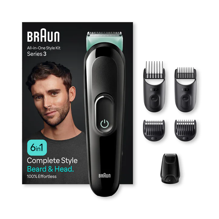 BRAUN All-In-One Style Kit Series 3 MGK3411, 6-in1 Kit For Beard, Hair & More