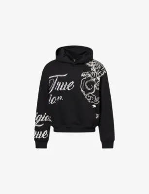 TRUE RELIGION Script-Embroidered Printed Cotton Hoody