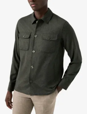 ETON Chest-Pocket Long-Sleeved Wool Overshirt detail 2
