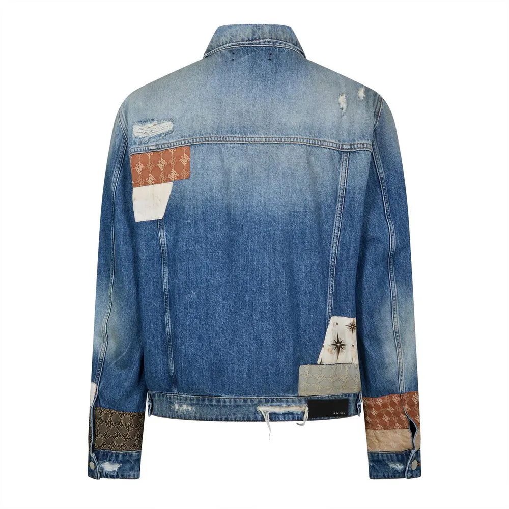 Amiri Men's Airpatch Trucker Distressed Long Sleeve Denim Jacket detail 2