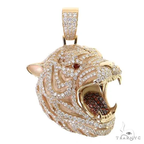 RINA - For Him FACTORY Tiger Head Diamond Pendant 68808 in Rose Gold – Pendant