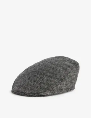 DENTS Manorbrook flat-crown herringbone wool cap - XL