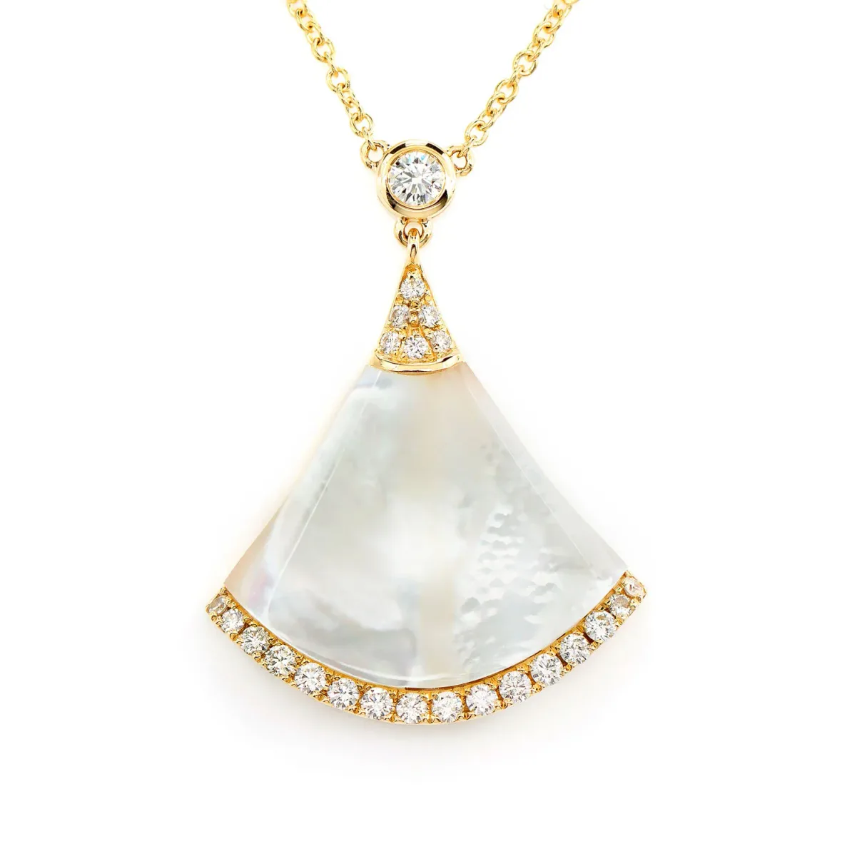 For Him Mother of Pearl Fan Diamond Necklace in Rose Gold / 16" / Lab Grown Diamond – Necklace