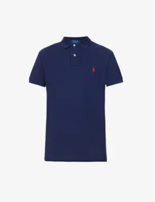 POLO RALPH LAUREN Short-sleeved logo-embroidered slim-fit cotton-piqué polo shirt - CANTERBURY HEATHER detail 3