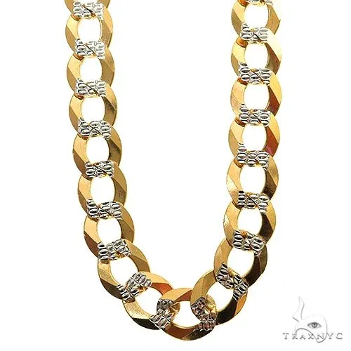 JALGAS - GMI 10k Solid Two-tone Curb Link Chain 8.2mm 26 Inches 69972 – Chain