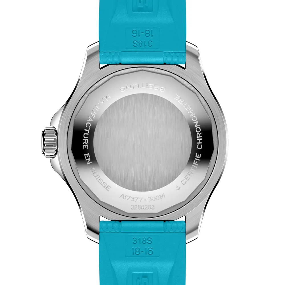 Breitling Superocean Automatic 36 Stainless Steel Turquoise Rubber Watch detail 2