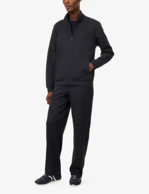 EMPORIO ARMANI Monogram-Pattern High-Neck Cotton-Blend Track Jacket detail 2