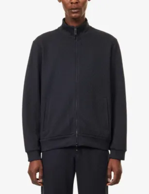 EMPORIO ARMANI Monogram-Pattern High-Neck Cotton-Blend Track Jacket detail 3