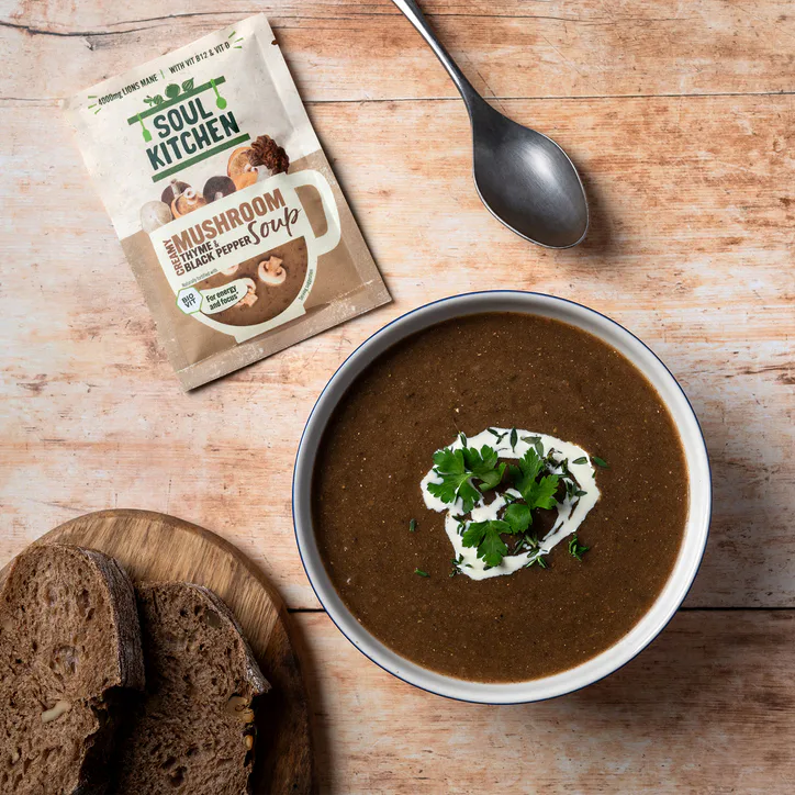 Soul Kitchen Mushroom, Black Pepper & Thyme Soup with 4000mg Lions Mane Mushroom, Vitamin B & D12 - 12 soups detail 2