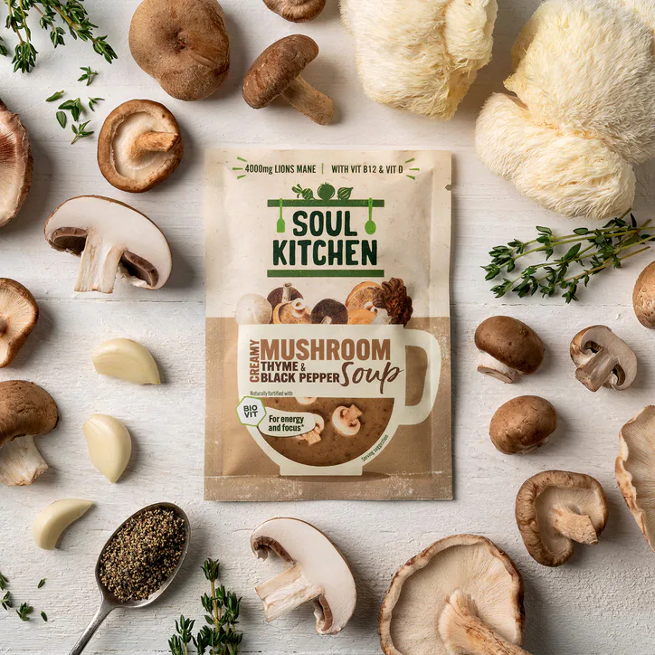 Soul Kitchen Mushroom, Black Pepper & Thyme Soup with 4000mg Lions Mane Mushroom, Vitamin B & D12 - 12 soups detail 3