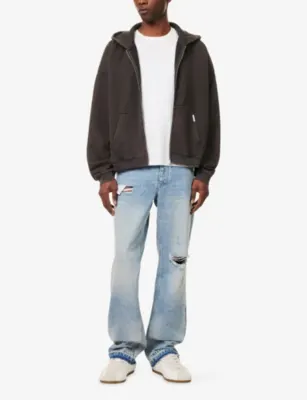 REPRESENT Initial Zip-Up Cotton Hoody in COFFEE, additional product view 2