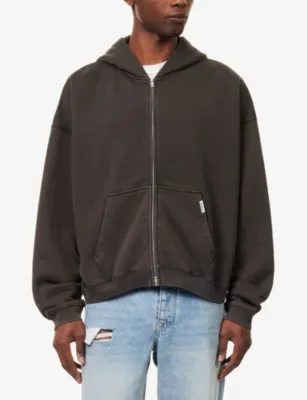 REPRESENT Initial Zip-Up Cotton Hoody in COFFEE, additional product view 3