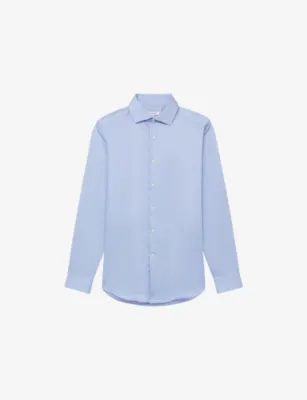 REISS Remote Slim-Fit Long-Sleeve Cotton Shirt - MID BLUE