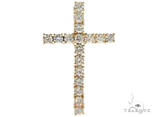 RINA - For Him FACTORY 14K YG Prong Diamond Latin Cross Crucifix 58641 in Rose Gold – Pendant