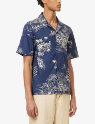 MONCLER Camp-Collar Floral Cotton Shirt detail 3
