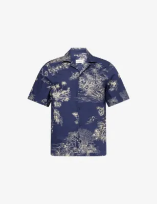MONCLER Camp-Collar Floral Cotton Shirt