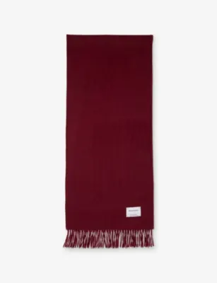 THE INOUE BROTHERS Fringed Brushed Alpaca-Wool Scarf - BURGUNDY detail 3