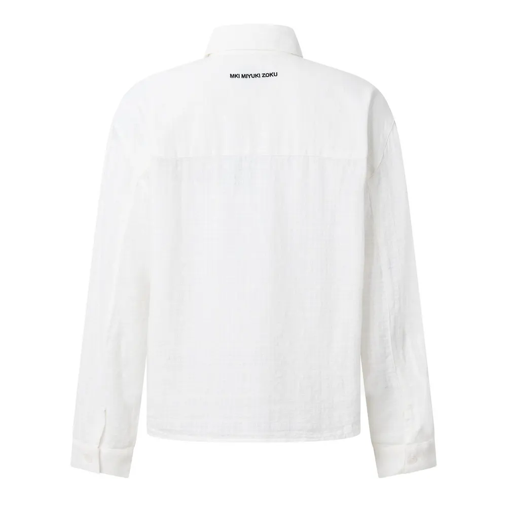 MKI MIYUKI ZOKU Men's Loose Weave Long Sleeve Patterned Shirt detail 2