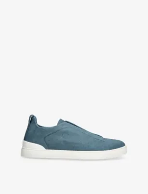 ZEGNA Triple Stitch Woven Low-Top Trainers - EUR 45 / 11 UK MEN in BLUE – Mens | Trainers | Lace up trainers