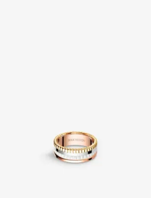 BOUCHERON Quatre 18ct white, yellow, rose-gold and ceramic ring - 57mm