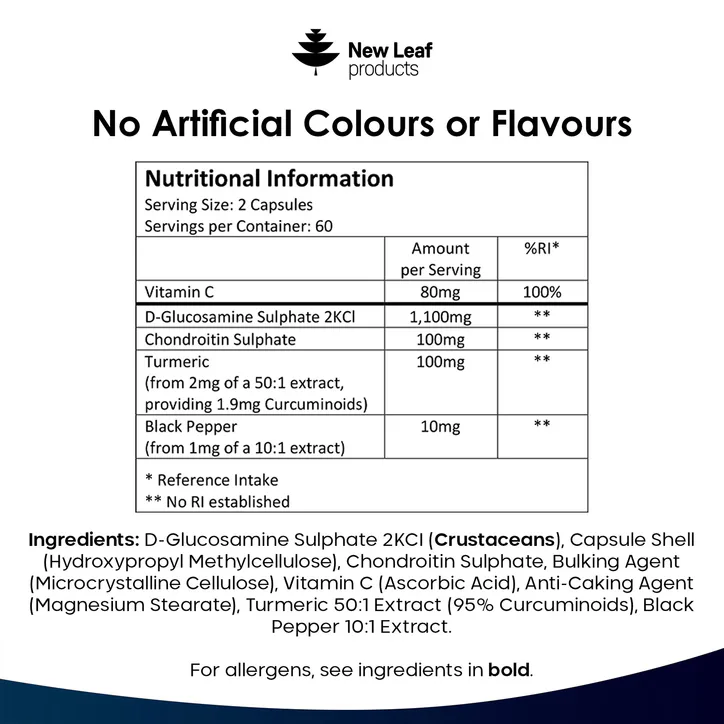 New Leaf Products Glucosamine & Chondroitin Complex 120 Capsules, additional product view 3