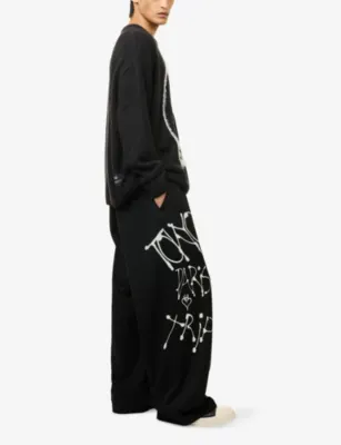 ADIDAS Y3 Graphic-Print Wool-Blend Jogging Bottoms detail 2