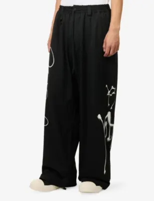 ADIDAS Y3 Graphic-Print Wool-Blend Jogging Bottoms detail 3